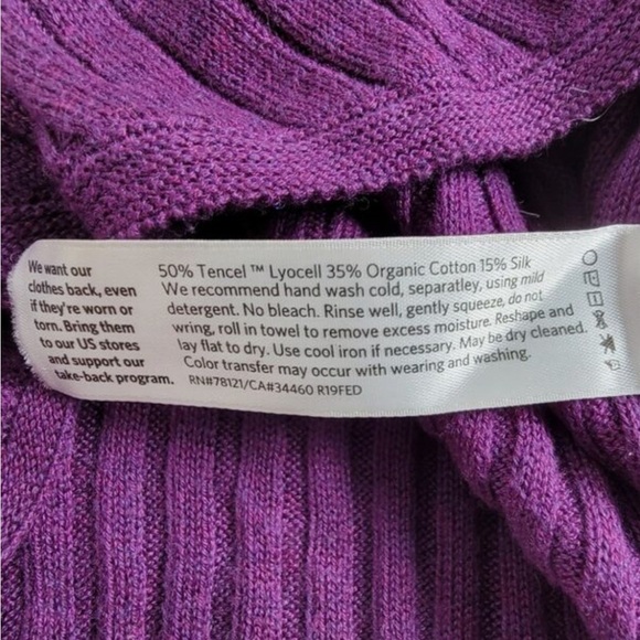 EILEEN FISHER Sweater Sz Large Silk Blend Ribbed Fushia Pink Pullover Lagenlook - Picture 7 of 10